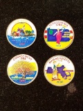 (4) Colorized 20th Century State Quarters