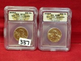 (2) Stain Finished $1 Sacagawea Coin