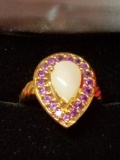 14kt Gold Rose Quarts Ring  W/ Amethyst Accent.