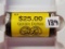 $25 Roll Of $1 Gold Plated Sacagawea Coins