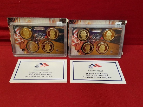 (2) 2007 S U.S Mint Presidential UNC $1 Coin Proof