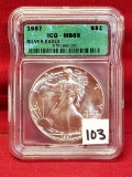 1987 ICG-MS69 S$1 Silver Eagle