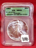 1992 ICG-MS69 S$1 Silver Eagle