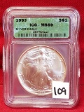 1993 ICG-MS69 S$1 Silver Eagle