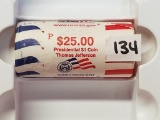 $25 Roll Of $1 Gold Plated Thomas Jefferson Coins