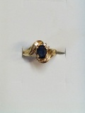 10K Gold Sapphire & Diamond Ring