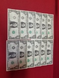 (12) 1963 $1 Green Seal Bills