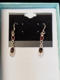 .925 Sterling Silver Garnet Earrings