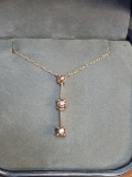 14K Gold 3 Stone Champagne Diamond Necklace