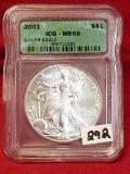 2001  ICG-MS69 S$1 Silver Eagle