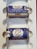 (2) 2001 $10 Rolls Of Kennedy Half Dollars