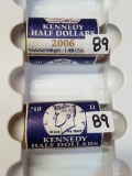 (2) 2006 $10 Rolls Of Kennedy Half Dollars