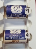 (2) 2008 $10 Rolls Of Kennedy Half Dollars