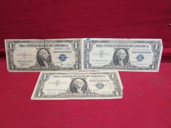 (3) United States Silver Certificates Dollars