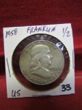 1958 Silver Franklin Half Dollar