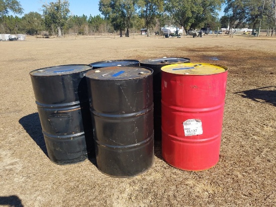 (5) 55gal Metal Barrels