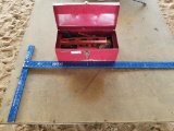 Tool Box W/ Assorted Carpenter Tools & Level