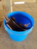 Bucket Of  Assorted Tools, Files, Punch, Chisel