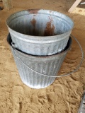 (2) Metal Cans, (2) Floating Minnow Buckets,