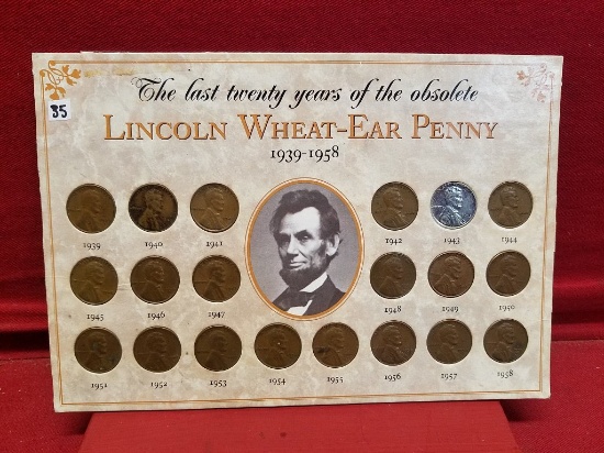 Lincoln Wheat-Ear Penny 1939 to 1958 Set Last