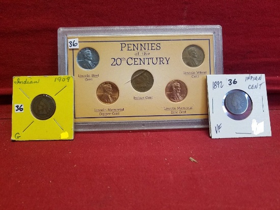 Pennies of the 20th Century Coins,1892 Indian Cent