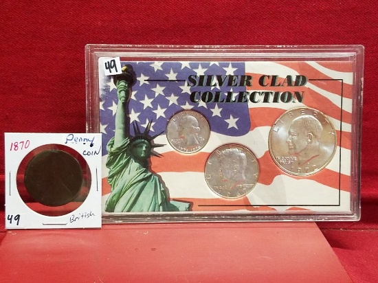1972-S Eisenhower One Dollar Coin, 1967 Kennedy