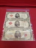 (3) Red Seal $5 Notes
