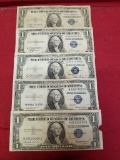 (5) 1935-A,B,D,E & F $1 Silver Certificate Notes