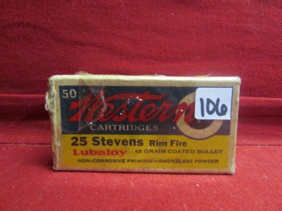 (50) Western .25 Stevens Rim Fire Cartridges