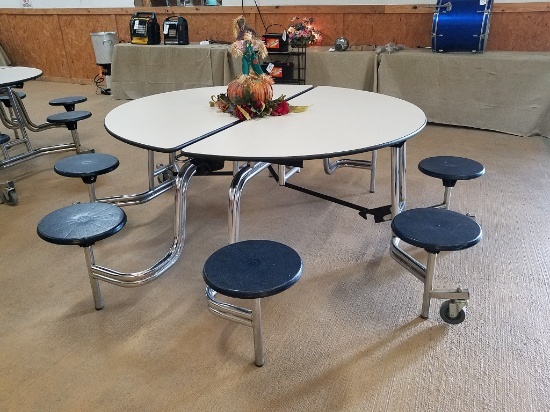 Round Cafeteria Tables W/ 8 Seats