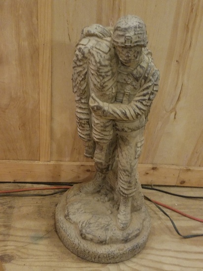 Concrete Military Man Statue