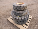 Set of 4 fork lift tires 6.50-10 (2) & 8.00-16 (2)