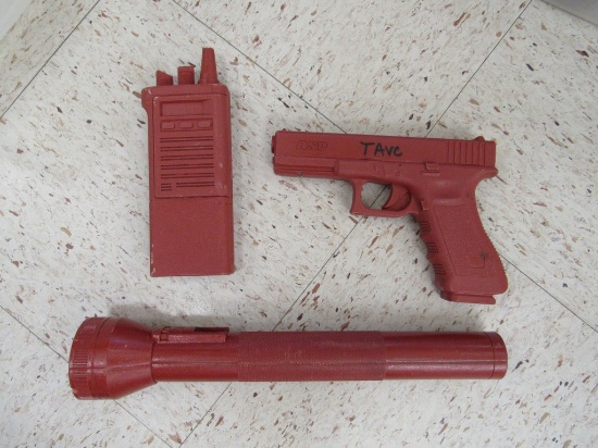 ASP GUN, FLASHLIGHT, RADIO FOR TACTICAL TRAINING