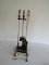 Andiron set, brass bells & candle snuffer