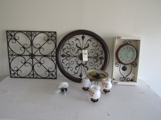 Clock, wall art & light