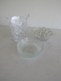 Glass vase, bowl & flower holder