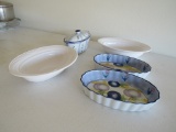 Butter dish, corning bowls & misc dish