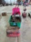 (3) totes of tools, fishing poles, live trap,