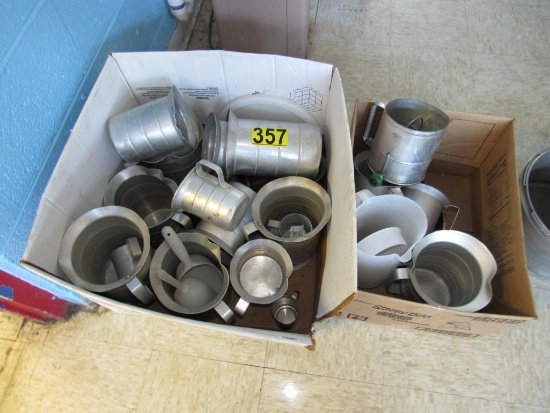 2 Boxes of aluminum pitchers & measuring cups