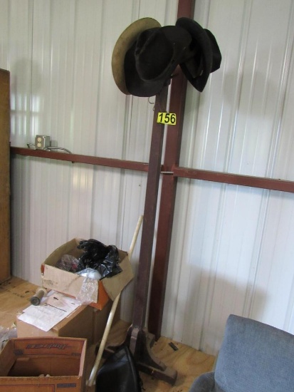Hat rack and vintage cowboy hats