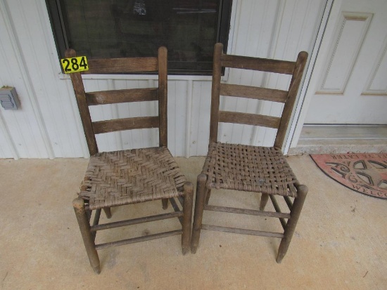 (2) Cane bottom ladder back chairs