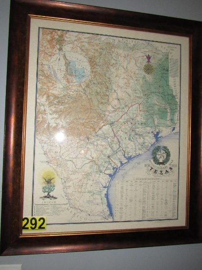 1836 Map of Texas Revolution custom framed 31" x 37"