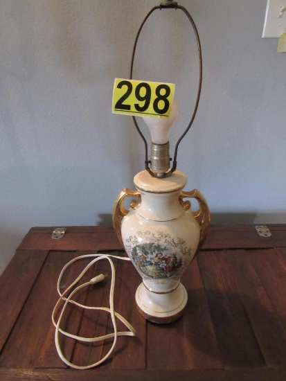 Martha Washington table lamp, Legrand Prix 24 carat gold china