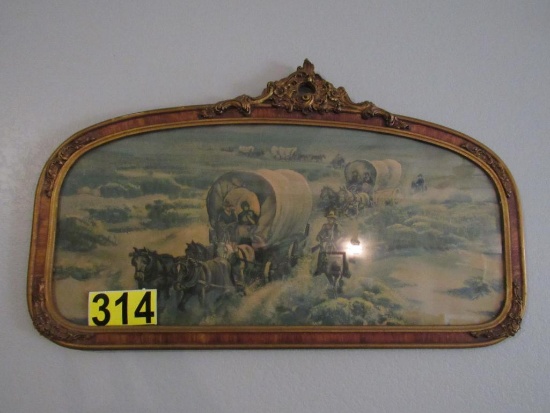 Wagon trail wood frame wall decor 28"x18"