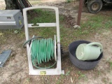 Garden hose, hose reel and planter
