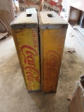 (2) Coca-cola wooden crate carrier