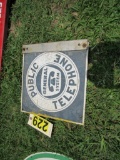 General system telephone phone booth sign, double sided, 12