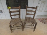 (2) Cane bottom ladder back chairs