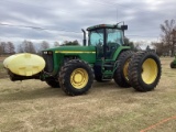 John Deere 8300 MFWD Tractor with front mount tank, 412 hours showing