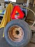 Implement tire & wheel 9.5-15, signs & tractor umbrella